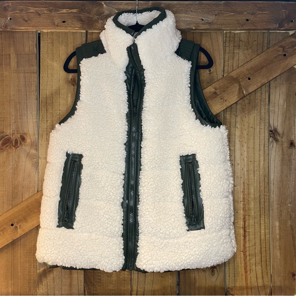 Tuckernuck reversible Sherpa Fleece Vest with Olive Accents